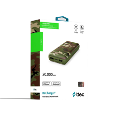 ReCharger Yeşil Kamuflaj 20.000mAh Taşınabilir Şarj Aleti. ürün görseli