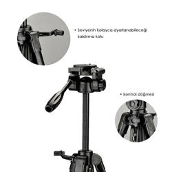 Honcam TR-472 Professional Tripod Telefon Tutucu ve Taşıma Çantalı 170 cm. ürün görseli